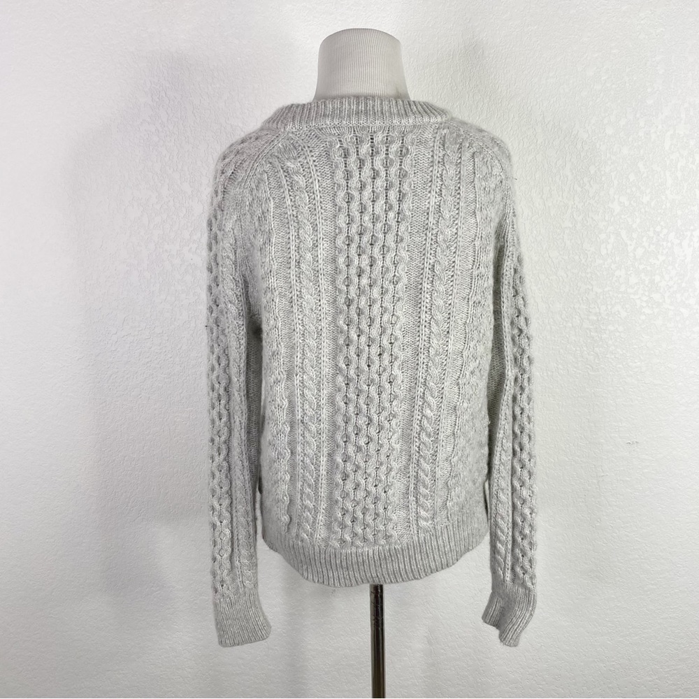 J. Crew Gray Popcorn Cable Knit Wool Blend Pullover Sweater - Picture 8 of 8